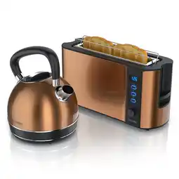 Netto Marken-Discount Arendo Frühstücks-Set 2-teilig in Kupferoptik - Edelstahl Wasserkocher & Langschlitztoaster Angebot