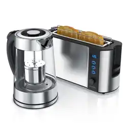 Netto Marken-Discount Arendo Frühstücks Set in Edelstahloptik Wasserkocher (mit Teesieb) & Toaster Angebot