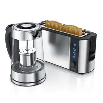 Netto Marken-Discount Arendo Frühstücks Set in Edelstahloptik Wasserkocher (mit Teesieb) & Toaster Angebot