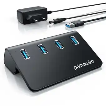 Netto Marken-Discount Primewire USB 3.2 Gen2 Hub, 4 Port Aktiver Verteiler mit Netzteil, 10 Gbit/s Angebot