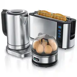 Netto Marken-Discount Arendo Frühstücks Set in Edelstahl Optik - Wasserkocher / Toaster / Eierkocher Angebot