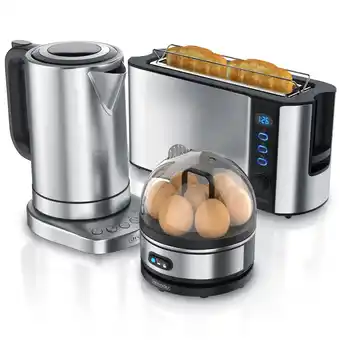 Netto Marken-Discount Arendo Frühstücks Set in Edelstahl Optik - Wasserkocher / Toaster / Eierkocher Angebot