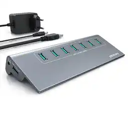 Netto Marken-Discount Primewire USB 3.2 Gen2 Hub, 7 Port Verteiler aktiv mit Netzteil, 10 Gbit/s Angebot