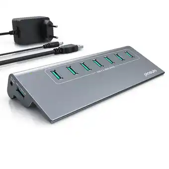 Netto Marken-Discount Primewire USB 3.2 Gen2 Hub, 7 Port Verteiler aktiv mit Netzteil, 10 Gbit/s Angebot