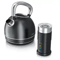 Netto Marken-Discount Arendo Frühstücks Set in Matt Schwarz - Edelstahl Wasserkocher & Milchaufschäumer Angebot