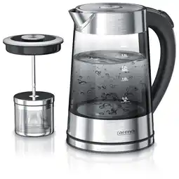 Netto Marken-Discount Arendo Edelstahl Glas Wasserkocher mit Teesieb und Rauchglas Teekocher Infusion 1,7 Liter Angebot