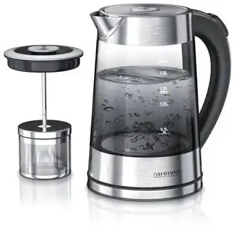 Netto Marken-Discount Arendo Edelstahl Glas Wasserkocher mit Teesieb und Rauchglas Teekocher Infusion 1,7 Liter Angebot