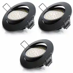 Netto Marken-Discount Brandson 3x LED Deckenspots dimmbar & schwenkbar Einbaustrahler mit Aluminium Rahmen in schwarz Angebot