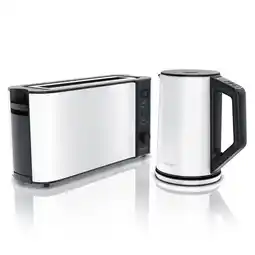 Netto Marken-Discount Arendo Frühstücksset, Wasserkocher ELEGANT 1,5 Liter & Langschlitztoaster für 2 Scheiben, Weiß Angebot