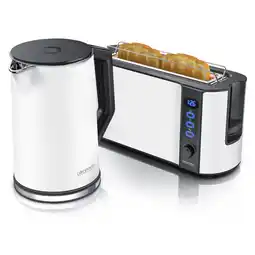 Netto Marken-Discount Arendo Frühstücks-Set, 2-Scheiben Langschlitz-Toaster/Wasserkocher 1,5L, Weiß Angebot