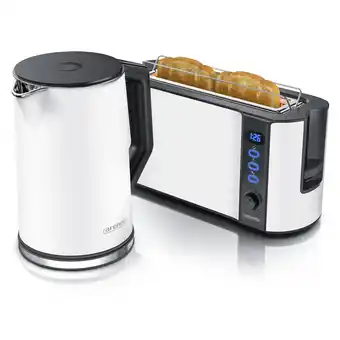 Netto Marken-Discount Arendo Frühstücks-Set, 2-Scheiben Langschlitz-Toaster/Wasserkocher 1,5L, Weiß Angebot
