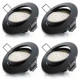 Netto Marken-Discount Brandson 4x LED Deckenspots dimmbar & schwenkbar Einbaustrahler mit Aluminium Rahmen in schwarz Angebot
