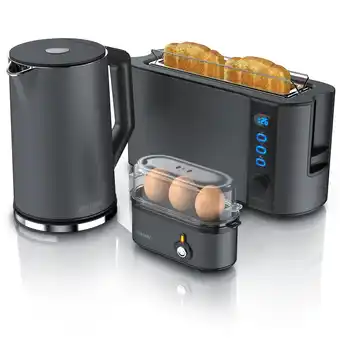 Netto Marken-Discount Arendo Frühstücks-Set in grau Wasserkocher / Toaster / Eierkocher Angebot