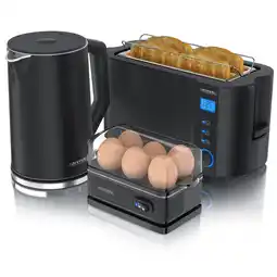 Netto Marken-Discount Arendo Frühstücks-Set Wasserkocher 1,5l, 4-Scheiben Toaster, 6er Eierkocher, Schwarz Angebot
