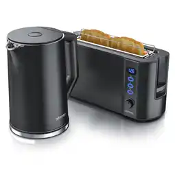 Netto Marken-Discount Arendo Frühstücksset, Wasserkocher mit Temperatureinstellung + Langschlitztoaster, Schwarz Angebot