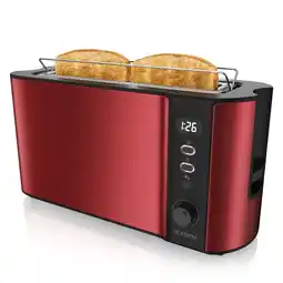 Netto Marken-Discount Arendo Toaster Langschlitz für 2 Scheiben, 1000 W, Brötchenaufsatz, Wärmeisoliert, Display, rot Angebot
