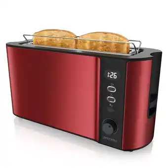 Netto Marken-Discount Arendo Toaster Langschlitz für 2 Scheiben, 1000 W, Brötchenaufsatz, Wärmeisoliert, Display, rot Angebot
