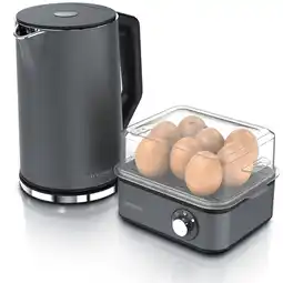 Netto Marken-Discount Arendo Frühstücks-Set 2-teilig in grau Wasserkocher / Eierkocher Angebot