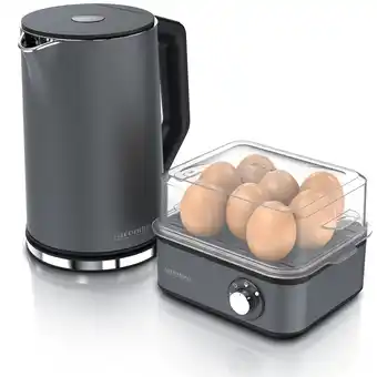 Netto Marken-Discount Arendo Frühstücks-Set 2-teilig in grau Wasserkocher / Eierkocher Angebot