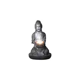 Netto Marken-Discount LED Solarleuchte BUDDHA aus Kunststoff in grau Angebot