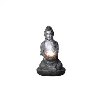 Netto Marken-Discount LED Solarleuchte BUDDHA aus Kunststoff in grau Angebot