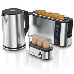 Netto Marken-Discount Arendo Frühstücks-Set in silber - Wasserkocher / Toaster / Eierkocher Angebot