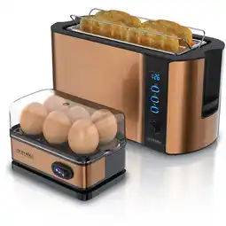 Netto Marken-Discount Arendo Frühstücks-Set 2-teilig, 4-Scheiben Langschlitztoaster, 6er Eierkocher, Kupfer Angebot