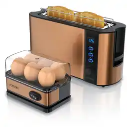Netto Marken-Discount Arendo Frühstücks-Set 2-teilig, 6er Eierkocher SIXCOOK, 2-Scheiben Langschlitz Toaster, Kupfer Angebot
