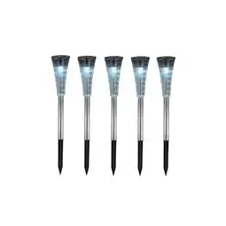 Netto Marken-Discount 5er Set RGB LED Solarleuchten aus Edelstahl mit Farbwechsler Angebot