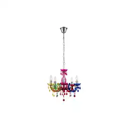 Netto Marken-Discount Kronleuchter, Lüster, Kristalle, bunt, 5-flammig, H 128 cm Angebot