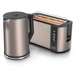 Netto Marken-Discount Arendo Frühstücks-Set, Wasserkocher 1,5l, Langschlitz Toaster für 4 Scheiben, Beige Angebot