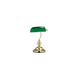 Netto Marken-Discount Antike Schreibtischlampe aus Metall Messing mit grünem Glas Angebot
