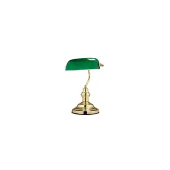 Netto Marken-Discount Antike Schreibtischlampe aus Metall Messing mit grünem Glas Angebot