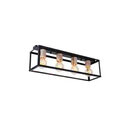Netto Marken-Discount Deckenleuchte, Schwarz, Metall, Holz-Dekor Angebot
