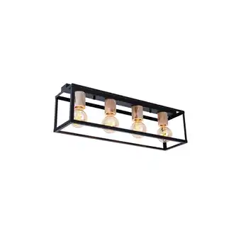Netto Marken-Discount Deckenleuchte, Schwarz, Metall, Holz-Dekor Angebot
