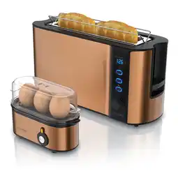 Netto Marken-Discount Arendo Frühstücksset, 2-Scheiben Langschlitztoaster, Eierkocher THREECOOK, Kupfer Angebot
