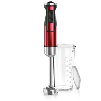 Netto Marken-Discount Arendo - Stabmixer, 1000 W, Edelstahl Pürierstab in rot, Handmixer mit Becher, stufenlose Regelung Angebot