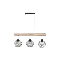 Netto Marken-Discount Hängeleuchte, Balken natur, Gitter schwarz, L 76 cm, THEODOR Angebot