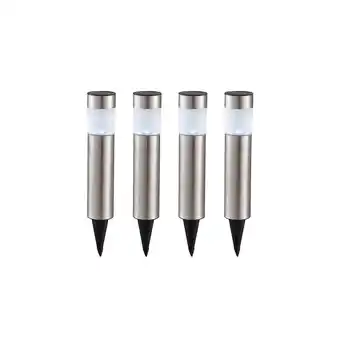Netto Marken-Discount 4er Set LED Solarleuchten, Edelstahl, DxH 6,3x38 cm Angebot