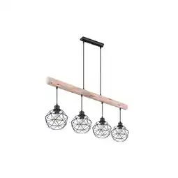 Netto Marken-Discount Hängeleuchte, Balken natur, Gitter schwarz, L 85 cm Angebot