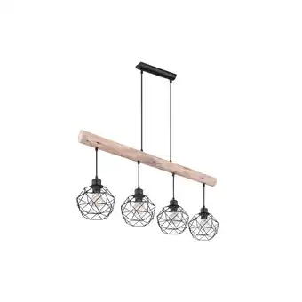 Netto Marken-Discount Hängeleuchte, Balken natur, Gitter schwarz, L 85 cm Angebot
