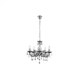 Netto Marken-Discount Kronleuchter, Lüster, Kristalle, silber, 5-flammig, H 128 cm Angebot