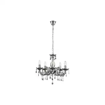 Netto Marken-Discount Kronleuchter, Lüster, Kristalle, silber, 5-flammig, H 128 cm Angebot