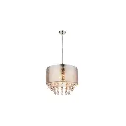 Netto Marken-Discount Hängeleuchte, Kristalle, Textilschirm, silber, H 140 cm, AMY Angebot