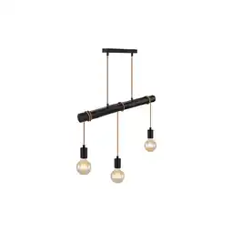 Netto Marken-Discount Hängeleuchte, Metall Holz, schwarz, Höhe anpassbar, L 60 cm Angebot