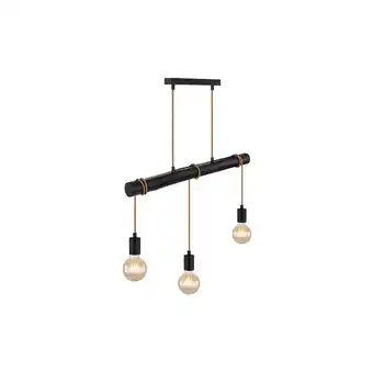 Netto Marken-Discount Hängeleuchte, Metall Holz, schwarz, Höhe anpassbar, L 60 cm Angebot