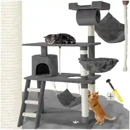 Netto Marken-Discount tectake Kratzbaum, 141 cm, mit Katzenhaus, inklusive Treppe, Spielkordel und Kippschutz Angebot