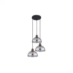 Netto Marken-Discount Hängeleuchte, schwarz, rund, Glas, Holz, H 120 cm Angebot