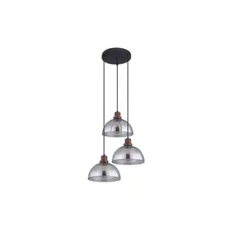 Netto Marken-Discount Hängeleuchte, schwarz, rund, Glas, Holz, H 120 cm Angebot