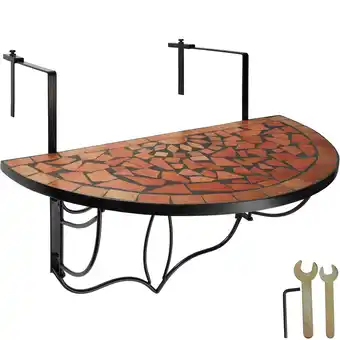 Netto Marken-Discount tectake Balkontisch, Stahl, Mosaik und Zement, massive Platte, 75 x 65 x 62 cm Angebot